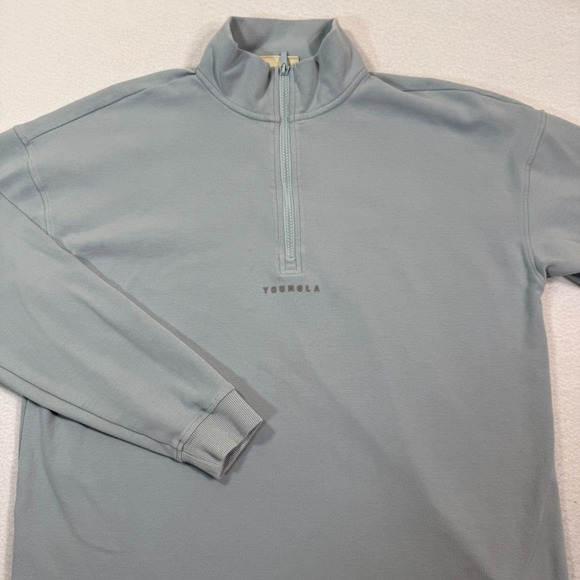YoungLA Sweatshirt Men Medium Blue Outerwear‎ Sweater Gym Quarter Zip Training - Picture 1 of 9